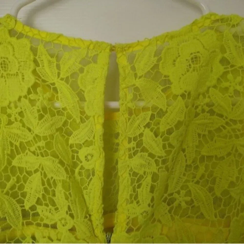 J Crew Collection lace dress bright yellow green size 0 - Picture 6 of 10